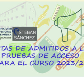 Listas de admitidos a las pruebas de acceso para el curso 2023/24