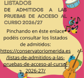 Listados de admitidos a las pruebas de acceso al curso 2026/27