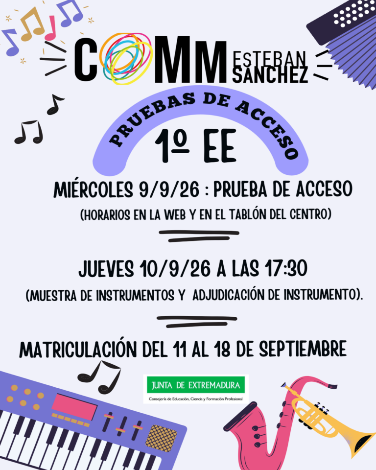 Prueba de acceso a 1º de EE.EE. Fechas y listado.